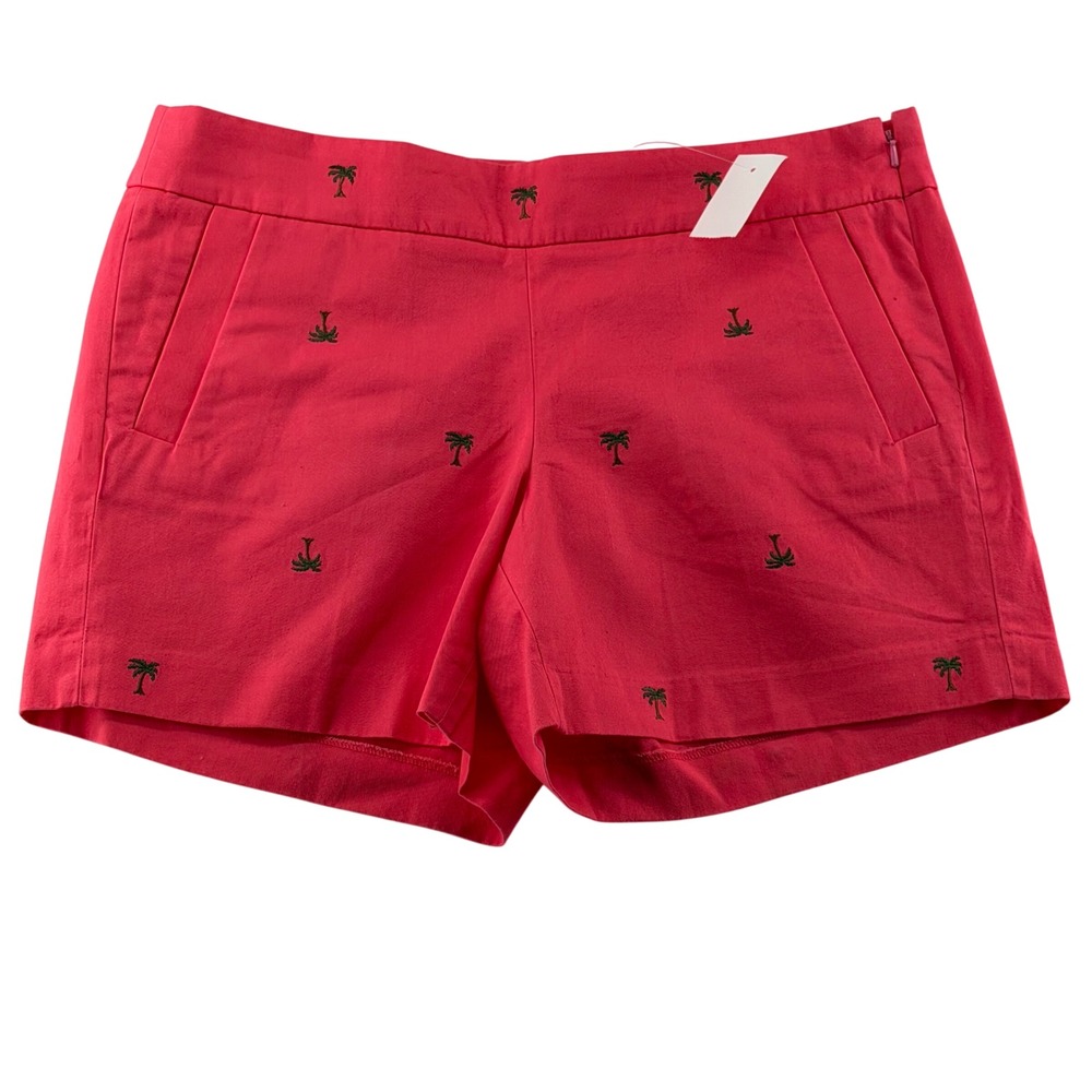 J Crew Neon Dalia Chino City Fit Shorts Womens 8 Pink Palm Tree Beachy Coastal